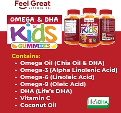 Kẹo dẻo bổ sung Omega Vitamin C và DHA của Feel Great, 60 gummies