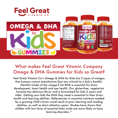 Kẹo dẻo bổ sung Omega Vitamin C và DHA của Feel Great, 60 gummies