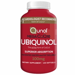Viên uống Bổ sung CoQ10 cho tim Ubiquinol Qunol Mega CoQ10 Ubiquinol 100 mg, 120 viên