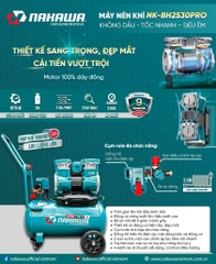 Máy nén khí không dầu Nakawa NK-BH2530PRO