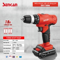 Máy khoan pin Sencan D511806 ( 10mm -18v )