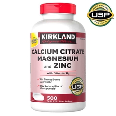 Kirkland Calcium Citrate Magnesium and Zinc with Vitamin D 500ct - Thuốc bổ sung Calcium, zinc, Vitamin, magnesium tốt cho xương