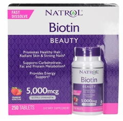 Natrol Biotin Beauty 5000mcg - Viên Nhai ngăn rụng tóc,mọc tóc, đẹp da, móng (250 viên)