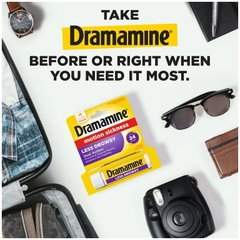 Thuốc chống say xe không buồn ngủ Người Lớn Dramamine Motion Sickness Less Drowsy 8 tablets