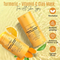 Turmeric Mask Stick, Organic Vitamin C Detox Clay Face Mask - Mặt nạ nghệ, tinh chất vitamin C giảm mụn và sẹo mụn, trắng mịn dạng thanh lăn 40g