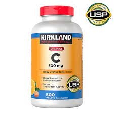 Kirkland Vitamin C chewable tablet 500mg - Vitamin C dạng kẹo nhai tăng cường đề kháng hộp 500 viên