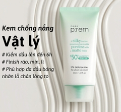 Kem Chống Nắng Make P:rem UV Defense Me No Sebum Sun Cream SPF50+ PA++++ 50ml (XANH LÁ)