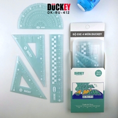 Bộ Thước Eke Hình Học 4 Chiếc RU-412 Duckey – Có Hộp Nhựa, Nhiều Màu, Dành Cho Học Sinh