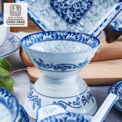 Bát, chén ăn mỳ 14cm sứ hoa văn cao cấp Hàn Quốc Sambo MD-046