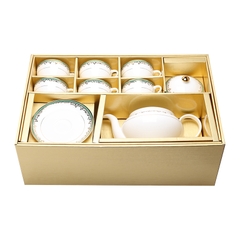 Bộ tách trà đèn thần cỡ to (ấm 1,3L+ tách 220ml) hoa văn vàng 24k sứ xương Hàn Quốc Haengnam 98103