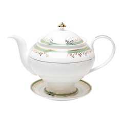 Bộ tách trà đèn thần cỡ to (ấm 1,3L+ tách 220ml) hoa văn vàng 24k sứ xương Hàn Quốc Haengnam 98103