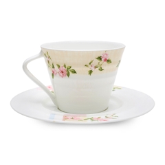 Bộ tách trà, cà phê Hồng Pháp 2 chiếc 220ml sứ xương Hàn Quốc Haengnam 5370