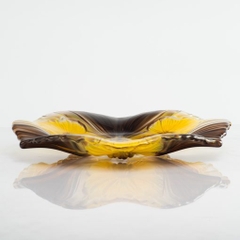 Đĩa thủy tinh màu vàng 24cm thả hoa, đựng hoa quả Walther-Glas: Miranda Sunflower-1400262