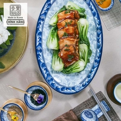 Đĩa bầu dục sứ hoa văn cao cấp Hàn Quốc Sambo