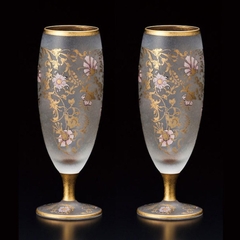 Bộ 2 ly, cốc thủy tinh thấp khảm vàng 125ml Nhật Bản Aderia El Dorado S-6101