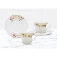 Bộ tách trà, cà phê Hồng Pháp 2 chiếc 220ml sứ xương Hàn Quốc Haengnam 5370