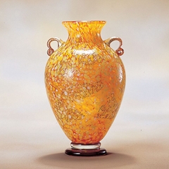 Lọ hoa vàng đế nâu hổ phách cao 32cm Nhật Bản Aderia Tsugaru Vidro F-79649