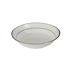 Đĩa sâu lòng trắng sứ tro xương viền bạc Hàn Quốc Haengnam