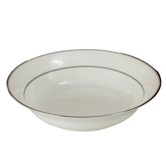 Đĩa tròn sâu lòng 19cm trắng sứ tro xương viền bạc Hàn Quốc Haengnam 17175