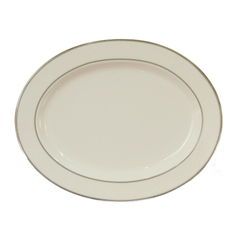 Đĩa bầu dục trắng sứ tro xương viền bạc Hàn Quốc Haengnam