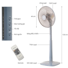 Quạt cây Panasonic F-409KB (màu Xanh, 51W, có remote)