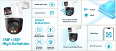 Camera DAHUA DH-P3D-3F-PV (Wifi quay quét 2 mắt x 3MP, báo động)
