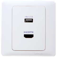 Bộ Ổ cắm USB và HDMI chuẩn vuông màu trắng Simon 50 55494