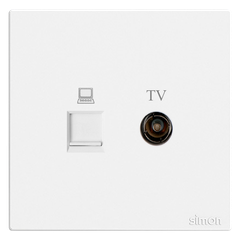 Bộ ổ cắm ti vi và mạng cat5 mặt vuông màu trắng Simon S6 585302