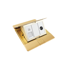 Bộ ổ cắm âm sàn gồm ổ cắm mạng Cat6 và ổ tivi màu Vàng Đồng Simon SEF38P5