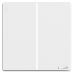Bộ Công tắc đôi, 2 chiều mặt vuông màu trắng cao cấp Simon S6 581022