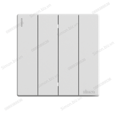Bộ Công tắc bốn, 2 chiều mặt vuông màu trắng cao cấp Simon S6 581042
