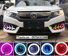 Đèn LED gầm xương cá trước sau kiểu Lamborghini cho Civic 2016-2018