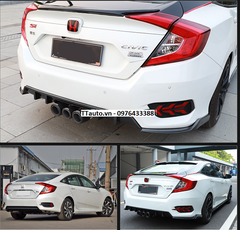 Sửa đổi ống xả kiểu Type R 3 ống xả ở giữa cho Civic 1.5 (pô thật)