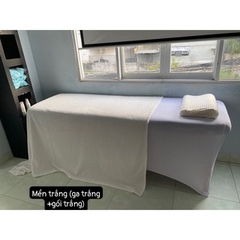 Ga trãi giường màu trắng, Ga bọc giường spa- nối mi - phun xăm - Filler