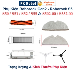 Phụ kiện Robot Xiaomi Roborock Gen2, Roborock S50, S51, S52, S55, S502, S552. Chổi lăn, chổi cạnh, khăn lau, bộ lọc //