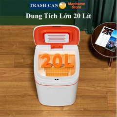 Thùng Rác Cảm Ứng Thông Minh Loại Sạc Pin Dung Tích 20L Có Đèn UV Khử Khuẩn, Tự Động Đóng Mở Nắp Với 2 Màu Trắng và Xanh
