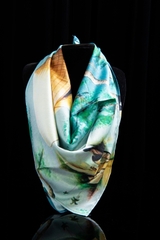 Khăn lụa quàng cổ vân gỗ 920 vàng chanh đậm