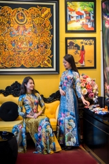 Áo dài Limited phiên bản giới hạn họa tiết hoa sen