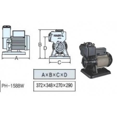 Máy bơm nước chân không đẩy cao Hanil PH 1588W (1500w)- Nhập khẩu Hàn Quốc