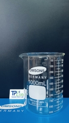 Cốc thủy tinh 1000ml có mỏ, chia vạch, Hãng OMSONS GERMANY