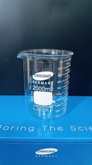Cốc thủy tinh 2000ml có mỏ, chia vạch, Hãng OMSONS GERMANY