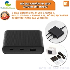 Bộ sạc chuẩn PD Xiaomi ZMI HA932 65W, 2 cổng Type C, 1 cổng USB (Hỗ trợ sạc laptop)