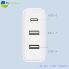 Củ sạc nhanh PD 65W Xiaomi ZMI HA832 2 cổng USB, 1 cổng Type C (hỗ trợ sạc laptop)