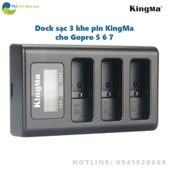 Dock sạc 3 khe pin KingMa cho camera hành trình Gopro New Hero 5 6