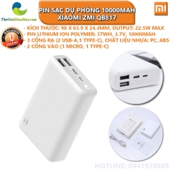 Pin sạc dự phòng 10000mAh mini Xiaomi ZMI QB817