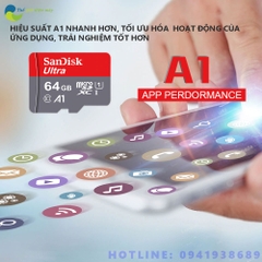 Thẻ Nhớ Sandick Ultra A1 64GB 80MB/s Chuẩn Class10 U1