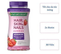Kẹo Dẻo Nature's Bounty Hair Skin Nails Gummies 2X Biotin