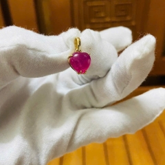 Hoa Tai Trái Tim Ruby Bọc Vàng 10K