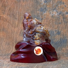 Tượng Phật Di Lặc Hoan Hỉ Đá Mã Não Vàng