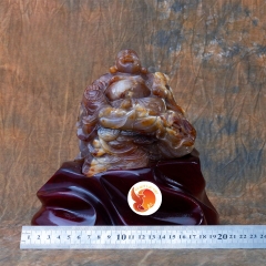 Tượng Phật Di Lặc Hoan Hỉ Đá Mã Não Vàng